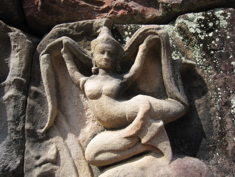 Apsara, the dancing Goddess.  The temples of Angkor Wat are  wonderful mix of hindu and buddhist figures.